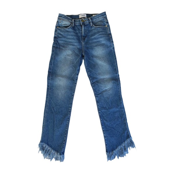 Frame Denim Denim - FRAME | Le High Straight , Cascade Frayed Fringe Hem  | size 26